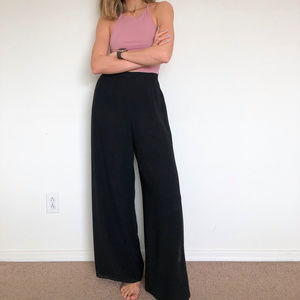 JS Collections Black Side Slit Pants
